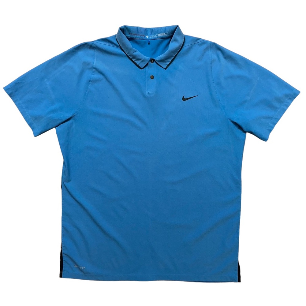 Nike Polo Shirt Mens Size XL Golf Tiger Woods Collection VL Max Woven Blue